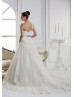 Ivory Lace Tulle One Shoulder Long Wedding Dress